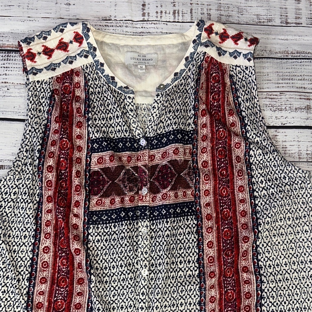 Lucky Brand Multicolor Sleeveless Blouse Sz. M - Picture 3 of 6